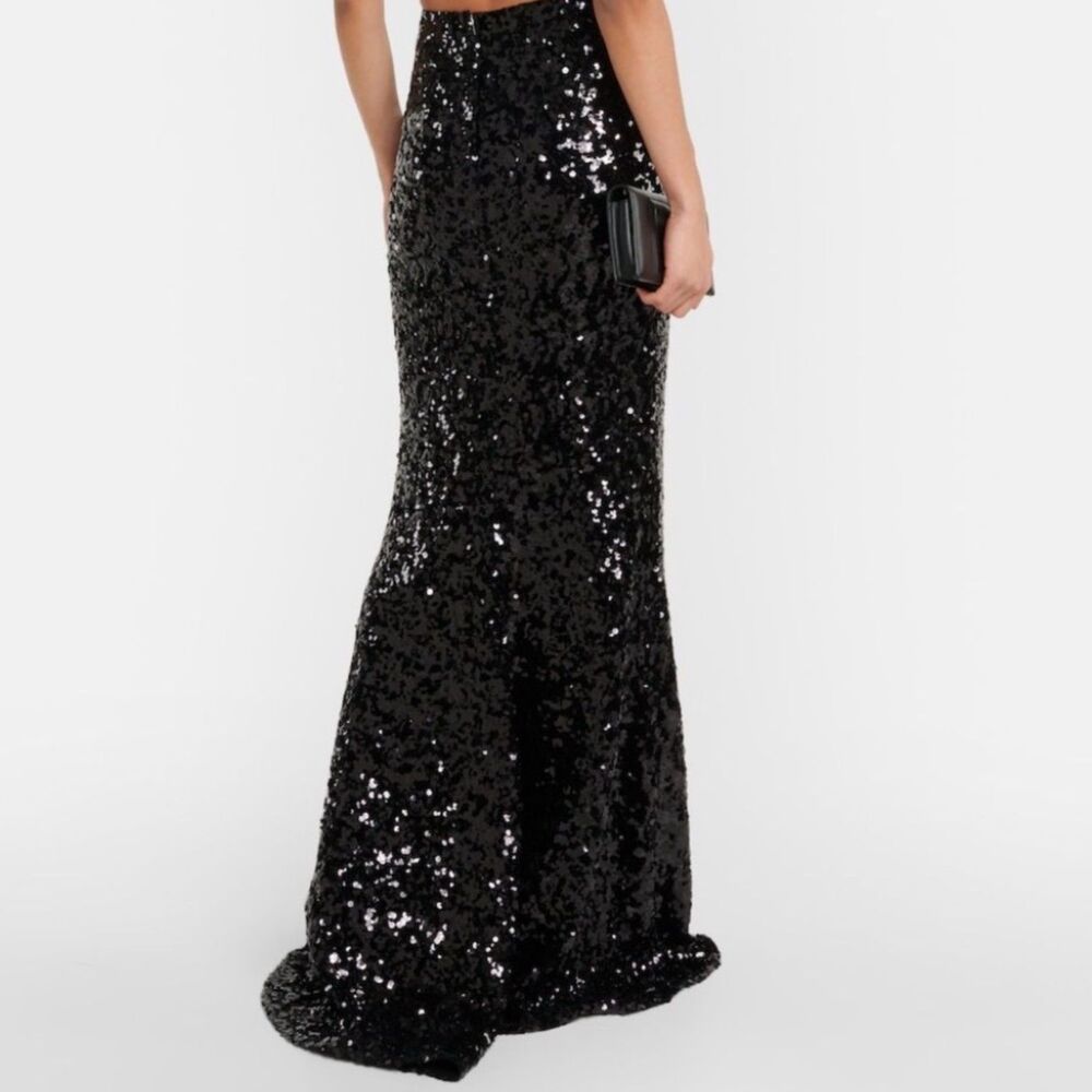 Michael Costello Long Full Sequin Formal Maxi Skirt in Black Women's Size XL 16 - Picture 2 of 11